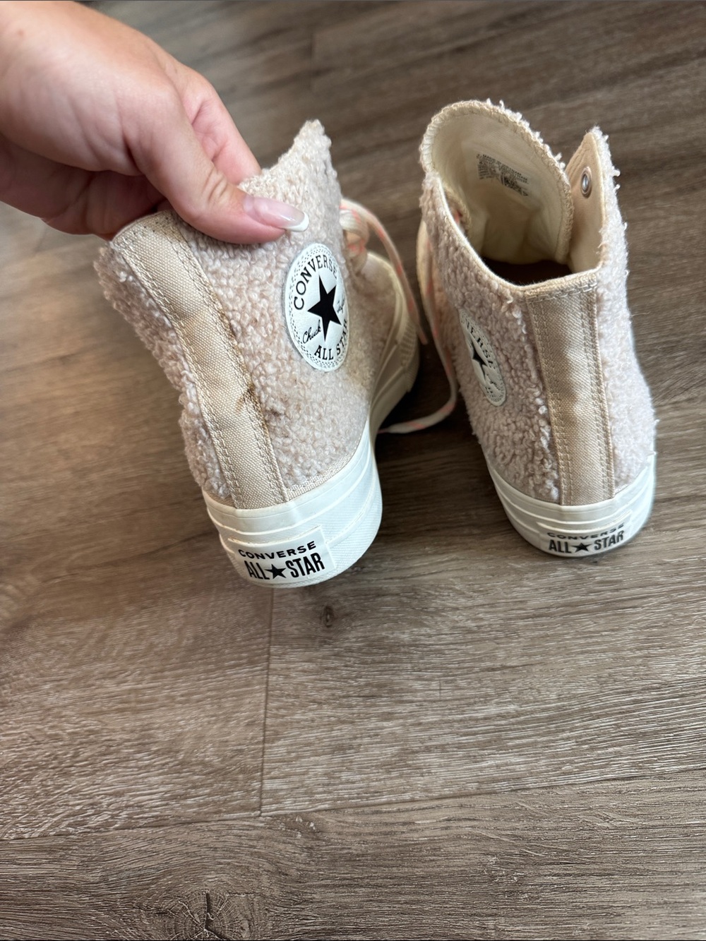 Converse Pink Sherpa Platform High Top Sneakers - Picture 3 of 10